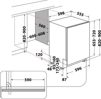 Indesit Lavastoviglie Da incasso D2I HKL326 Totalmente integrato E Technical drawing