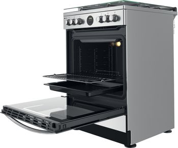 Indesit Cucina con forno a doppia cavità IS67G8CHX/E Inox GAS Perspective open