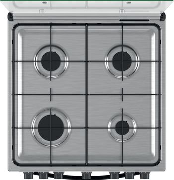 Indesit Cucina con forno a doppia cavità IS67G4PHX/E Inox GAS Frontal top down