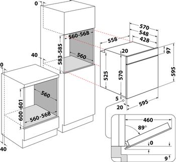 Indesit Forno Da incasso IO 278P X Elettrico A++ Technical drawing