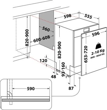 Indesit Lavastoviglie Da incasso IN2IFC14BN6 Totalmente integrato C Technical drawing